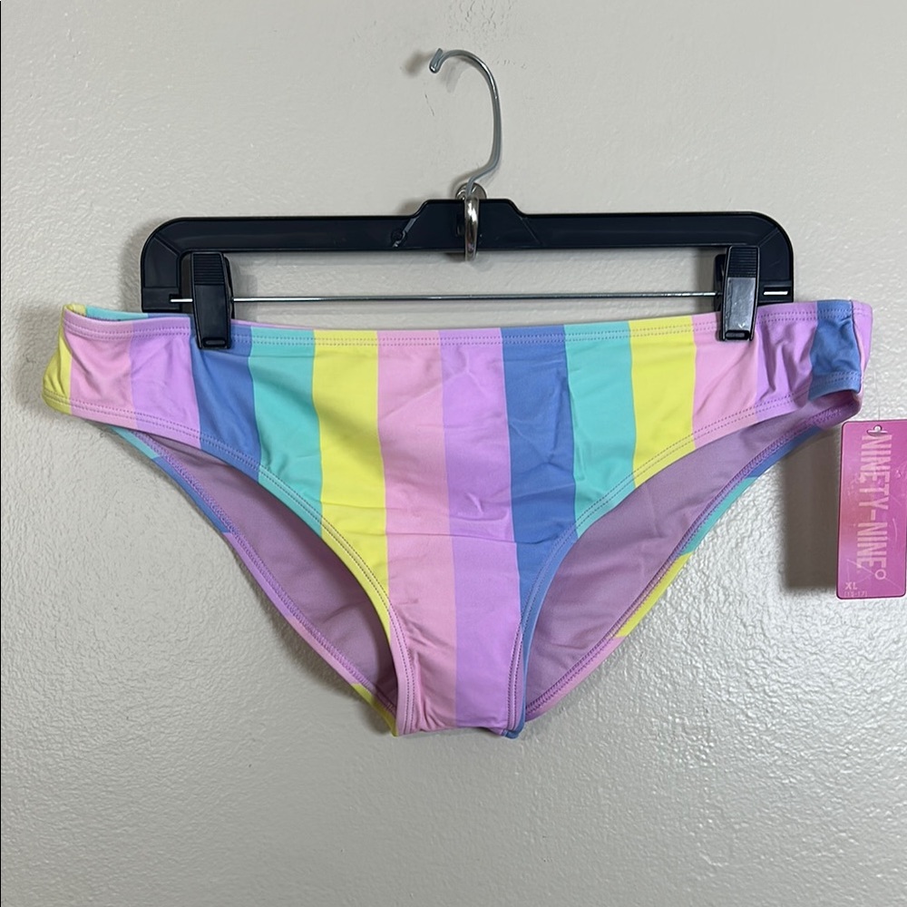 NEW Ninety Nine Degrees Pastel Rainbow Striped Bikini Bottom